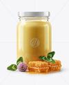Clear Glass Jar with Raw Clover Honey Mockup