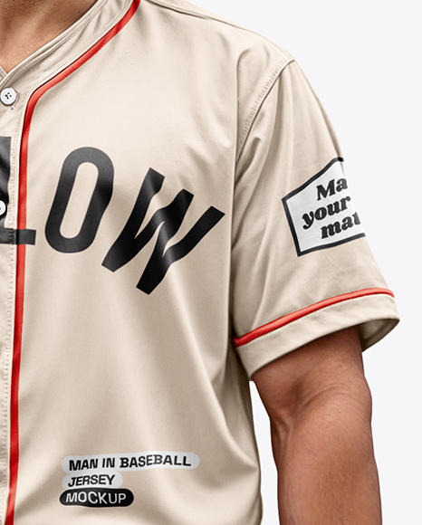 Man Wearing a Full Baseball Kit with Bat Mockup