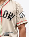 Man Wearing a Full Baseball Kit with Bat Mockup