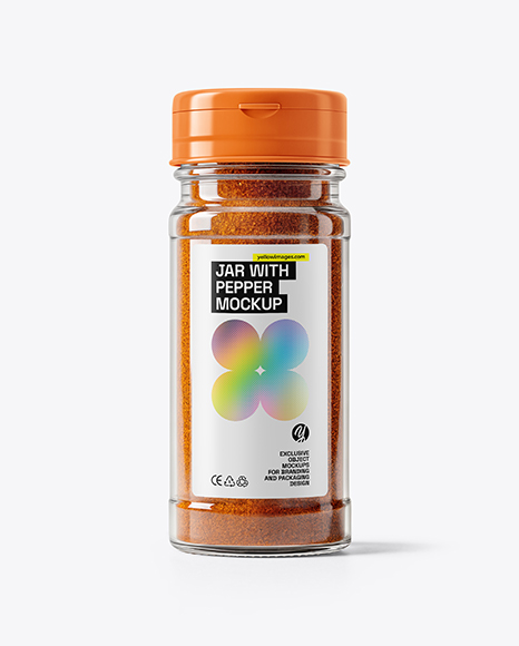 Clear Glass Jar with Chili Powder Mockup - Pint glass mockup