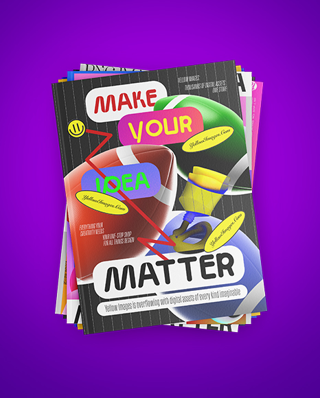 Seven Magazines Mockup - Top View