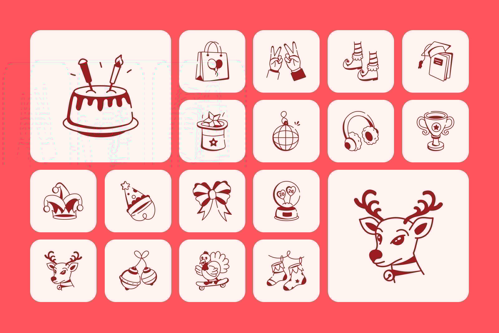 Love and Celebration Doodle Icons Bundle