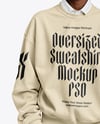 Elderly Black Woman Wearing Oversize Sweatshirt and Pants Mockup
