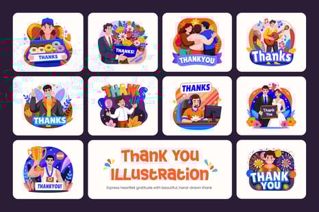 Thank You Illustration Set - Creative Store