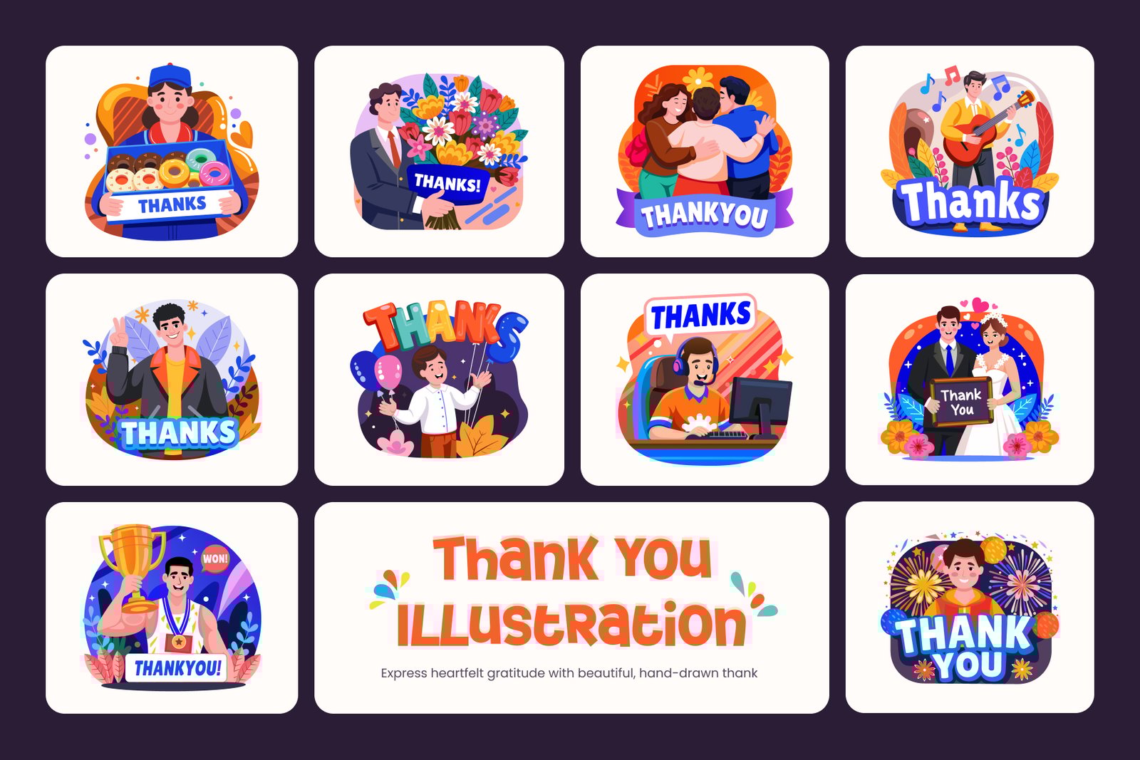Thank You Illustration Set