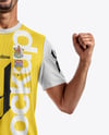Smiling Man Wearing a Full Soccer Kit Mockup