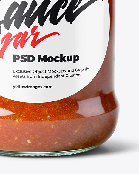 Clear Glass Jar with Marinara Sauce Mockup