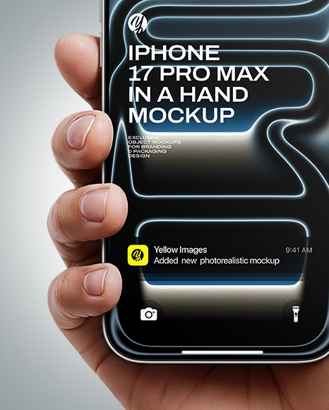 iPhone 17 Pro Max Silver in a Hand Mockup