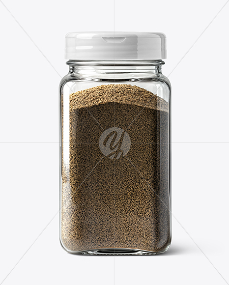 Square Spice Jar with Grounded Black Pepper Mockup