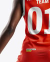 Afro-American Female Basketball Player Wearing Full Basketball Uniform Mockup