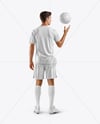 Soccer Player Wearing Jersey and Shorts Mockup