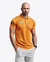 A Man Wearing a Polo Shirt and Pants Mockup