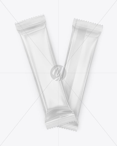Two Glossy Stick Sachets Mockup