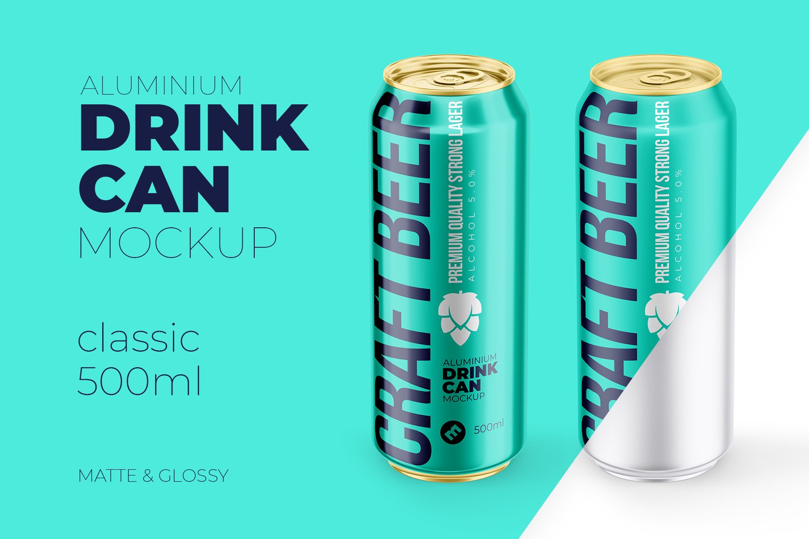 Classic 500ml Aluminium Can Mockup