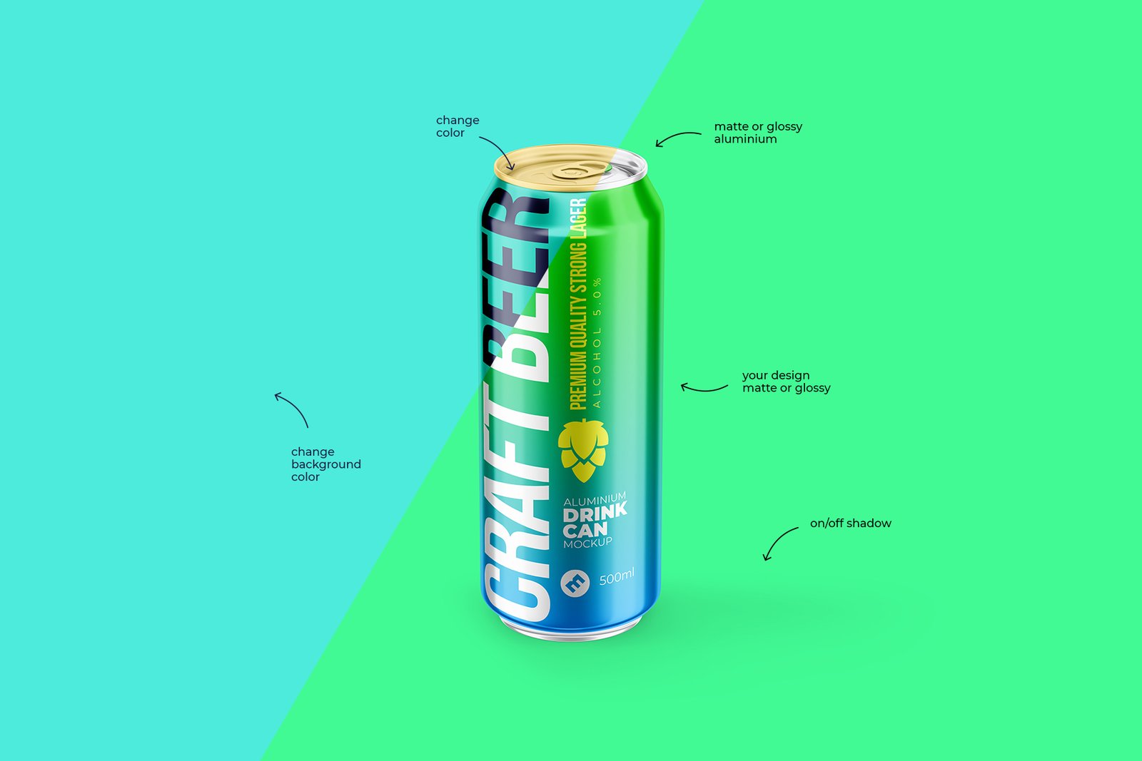 Classic 500ml Aluminium Can Mockup