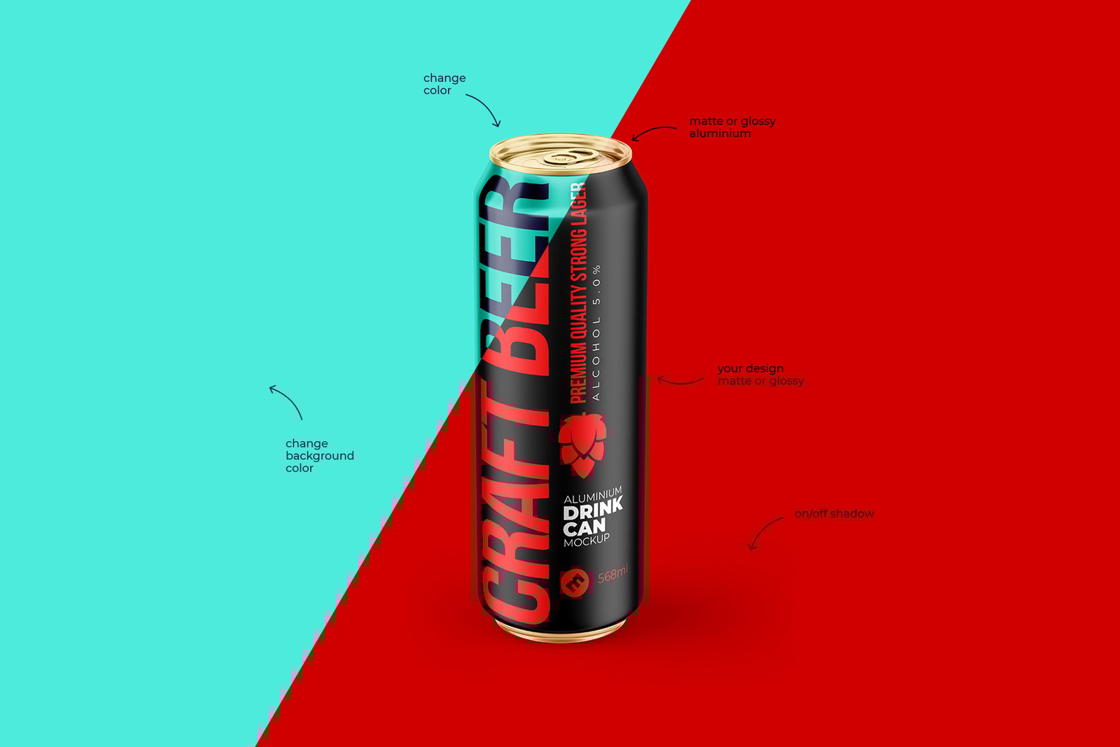 Classic 568ml Aluminium Can Mockup