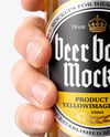 Clear Glass Beer Bottle in a Hand Mockup