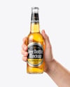 Clear Glass Beer Bottle in a Hand Mockup