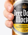 Clear Glass Beer Bottle in a Hand Mockup