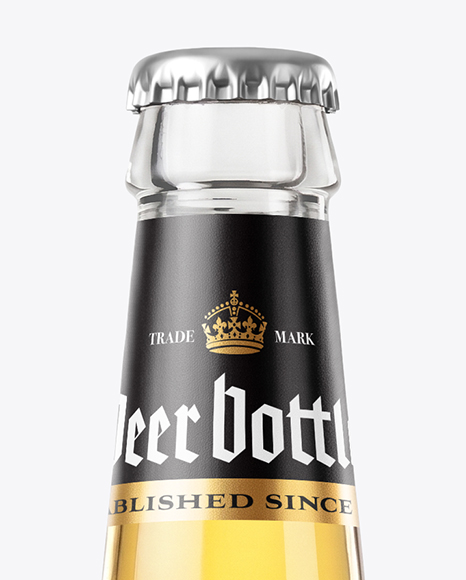 Clear Glass Beer Bottle in a Hand Mockup