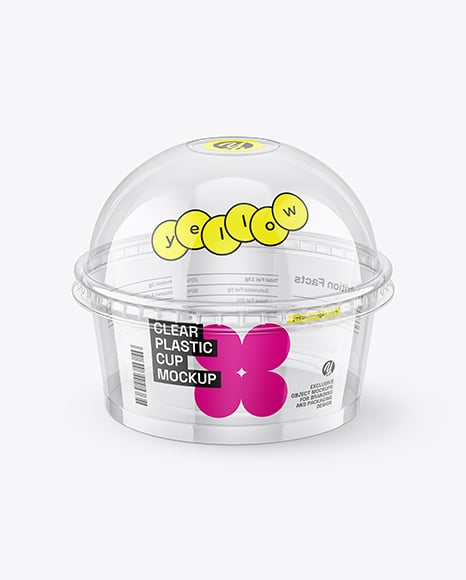 Clear Plastic Cup with Dome Cap Mockup