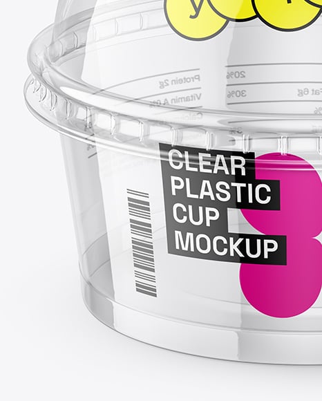 Clear Plastic Cup with Dome Cap Mockup