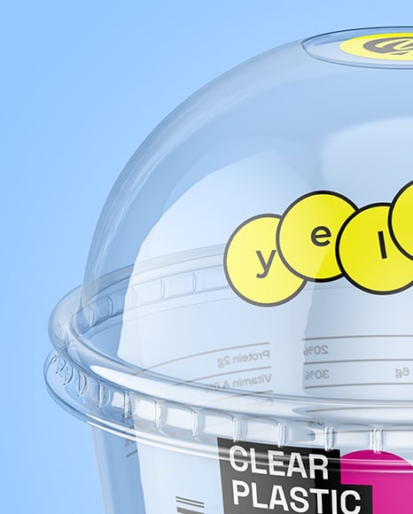 Clear Plastic Cup with Dome Cap Mockup