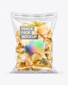 Clear Plastic Snack Bag with Potato Chips Mockup