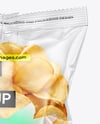 Clear Plastic Snack Bag with Potato Chips Mockup