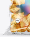 Clear Plastic Snack Bag with Potato Chips Mockup