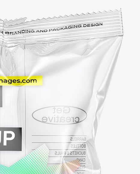 Clear Plastic Snack Bag with Potato Chips Mockup