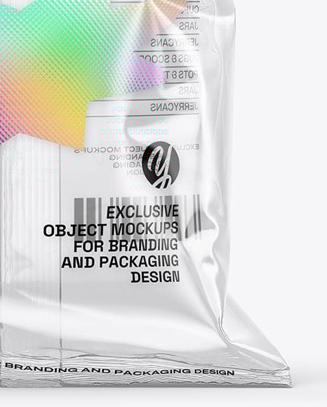 Clear Plastic Snack Bag with Potato Chips Mockup