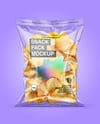 Clear Plastic Snack Bag with Potato Chips Mockup