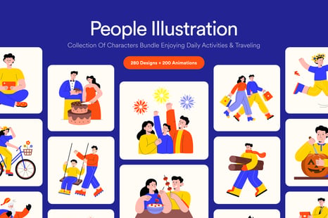 Colorful Life Illustration Bundle - Ruminating bold bundle bundle