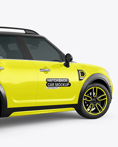 Hatchback Mockup - Back Half Side View