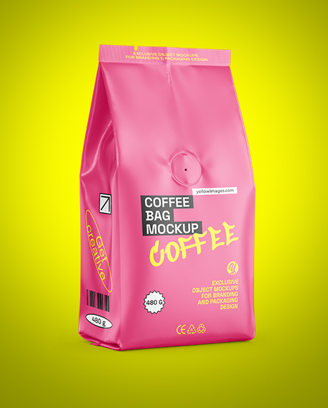 Matte Coffee Bag Mockup - Half Side view