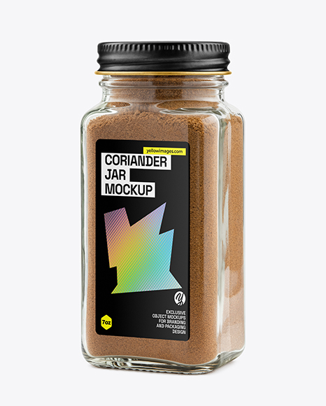 Square Glass Jar with Grounded Coriander Mockup