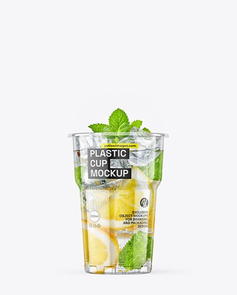 Clear Plastic Cup with Lemonade Mockup