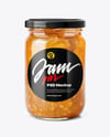 Clear Glass Jar with Orange Jam Mockup