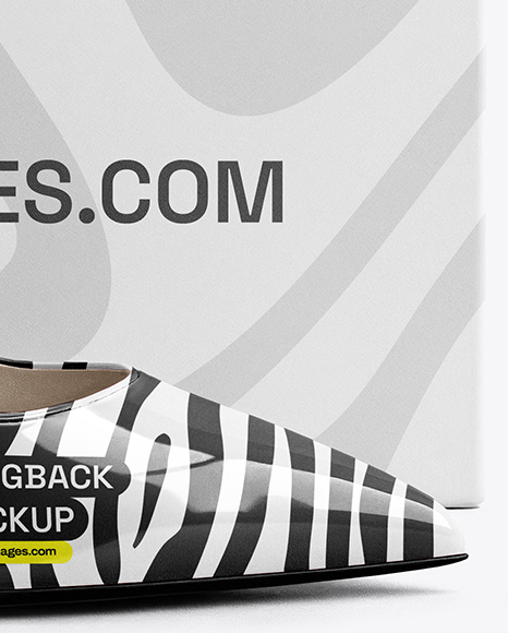 Glossy Slingback with Shoe Box Mockup