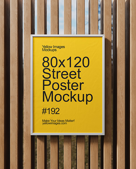 Framed Poster on a Wooden Wall Mockup
