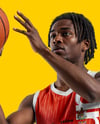 Black Man with Dreadlocks Wearing a Full Basketball Kit Mockup