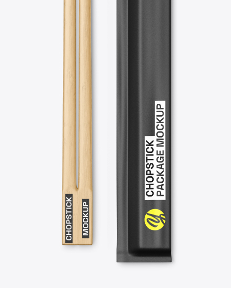 Bamboo Chopsticks with Paper Package Mockup
