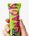 Metallic Snack Bar in a Hand Mockup