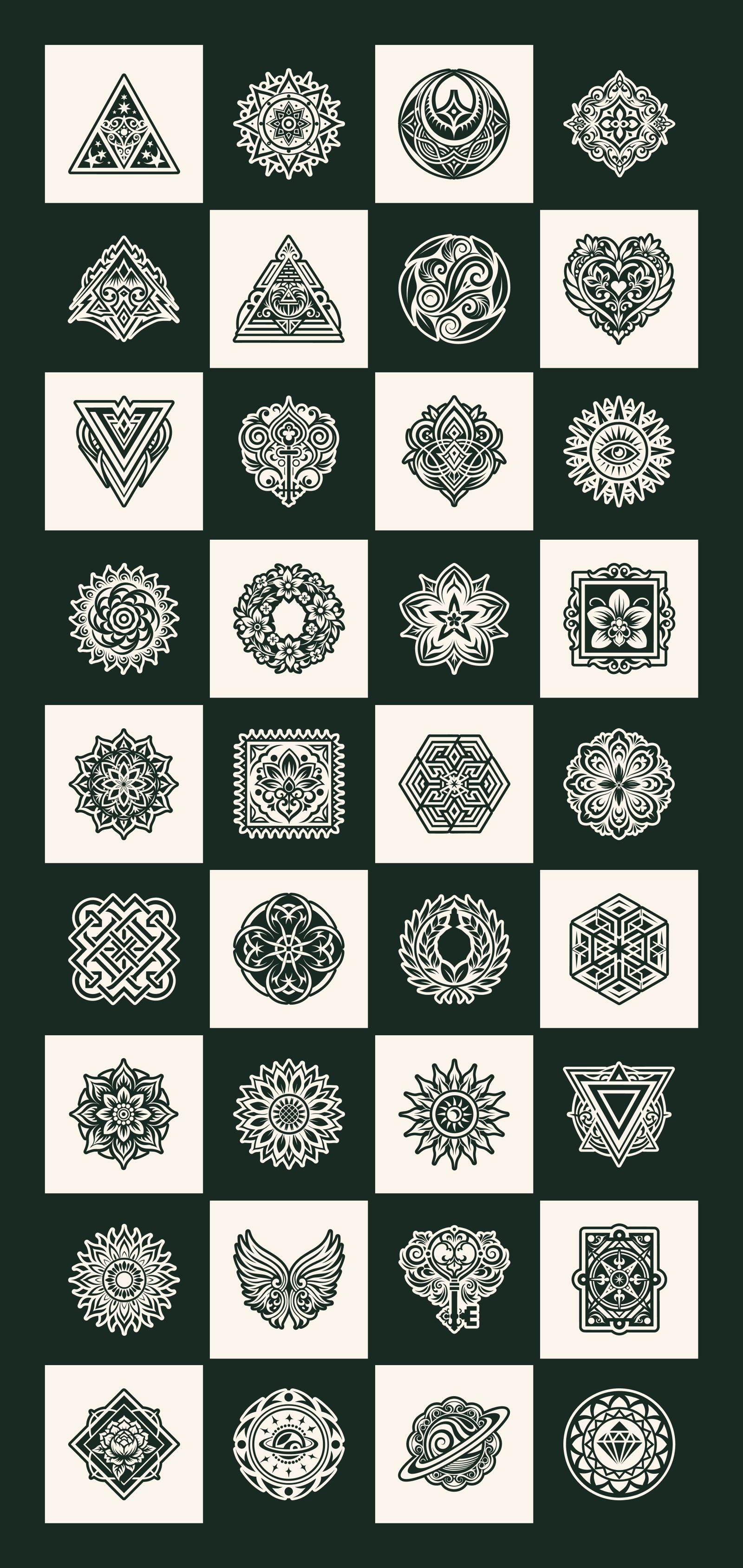 Deco Symbols and Tattoo Art Set
