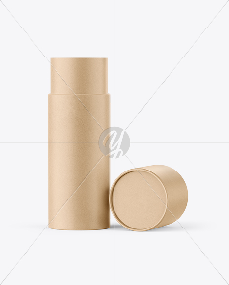 Opened Kraft Paper Tube Mockup