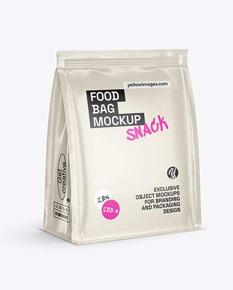 Glossy Food Bag Mockup - Half-Side View