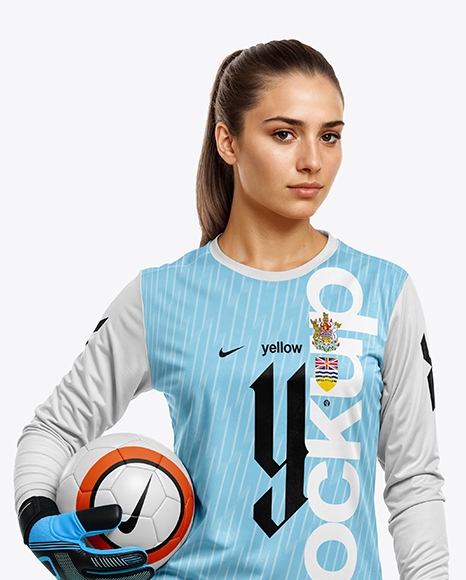 Female Soccer Goalkeeper Wearing Long Sleeve Jersey Mockup