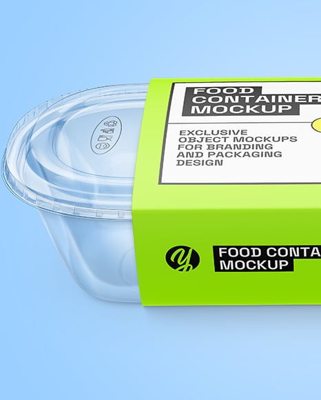 Clear Plastic Food Container in Paper Sleeve Mockup