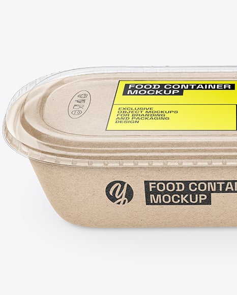 Kraft Paper Food Container in Paper Sleeve Mockup